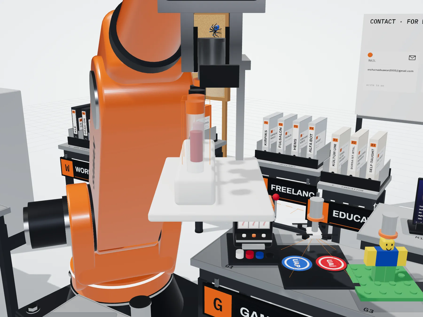 Scale model of the lab vision pipeline in the arm's gripper