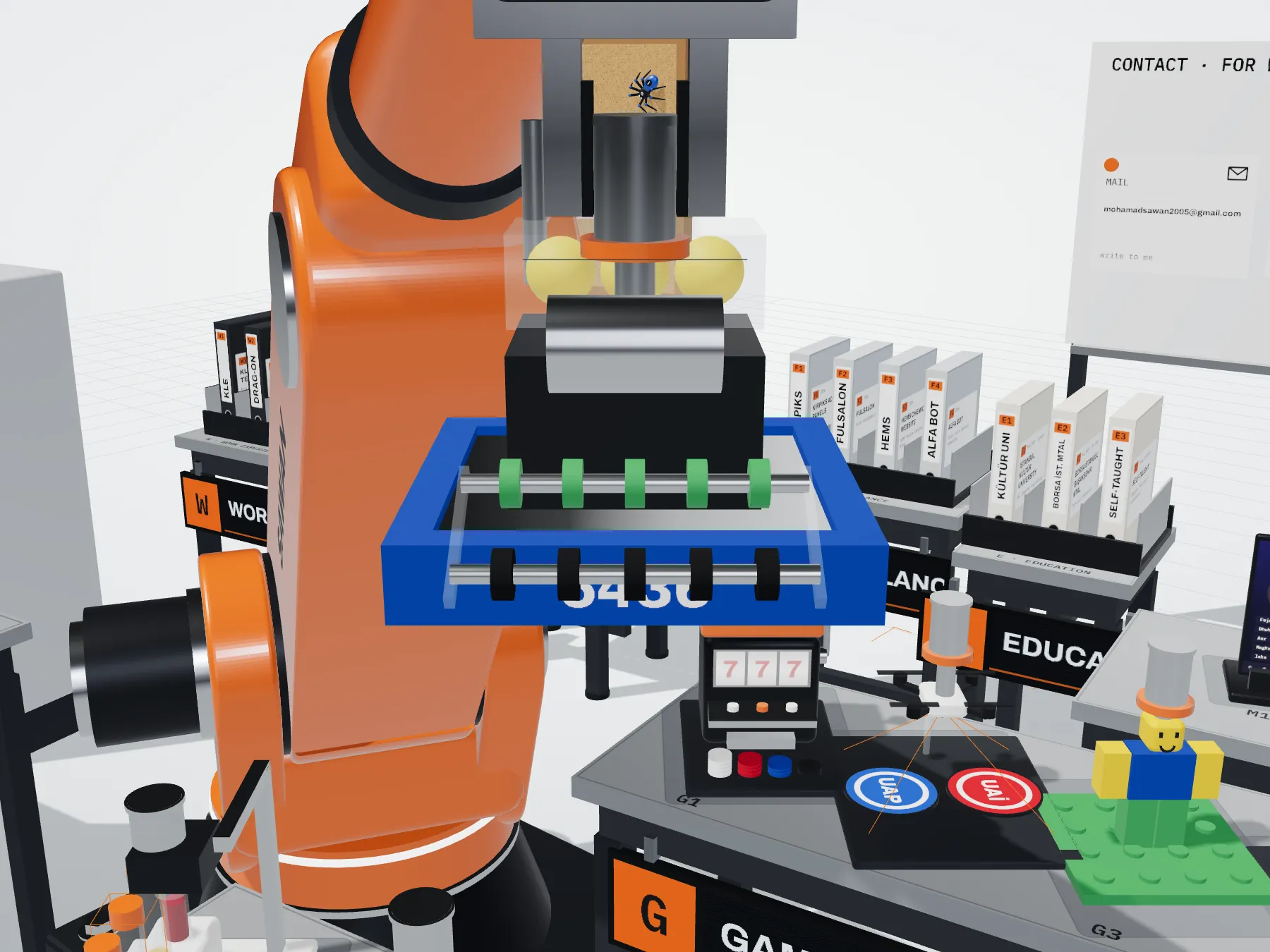 Scale model of the frc robot, 2021 in the arm's gripper